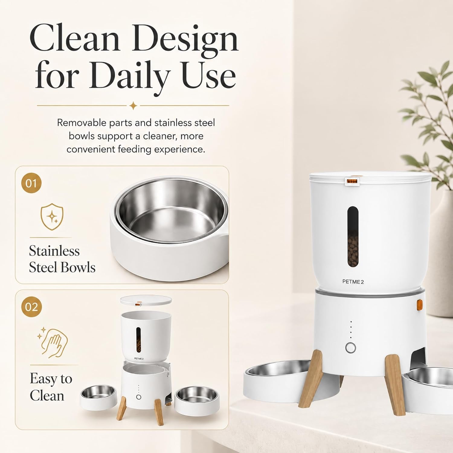 Automatic Cat Feeder 2-In-1 Dual Bowl – App Control, 5L Large Capacity