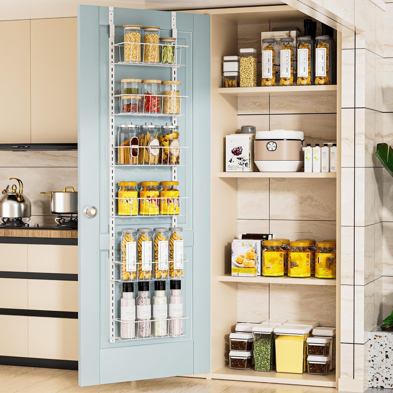 6-Tier Adjustable Over-The-Door Pantry Organizer