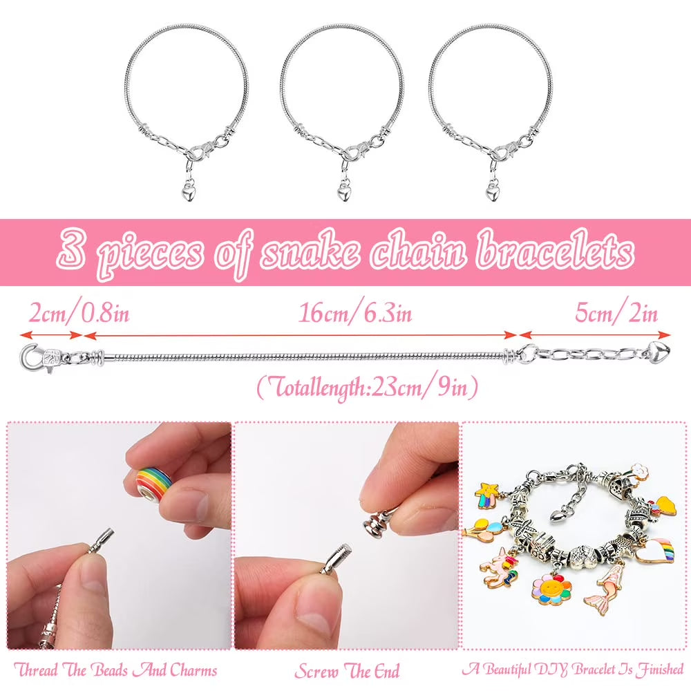 DIY Unicorn & Mermaid Charm Bracelet Making Kit – Kids Craft Set