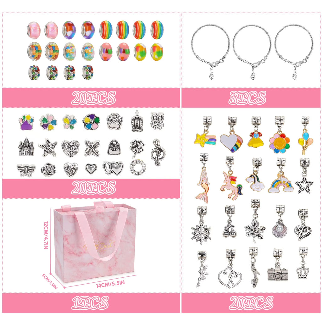 DIY Unicorn & Mermaid Charm Bracelet Making Kit – Kids Craft Set