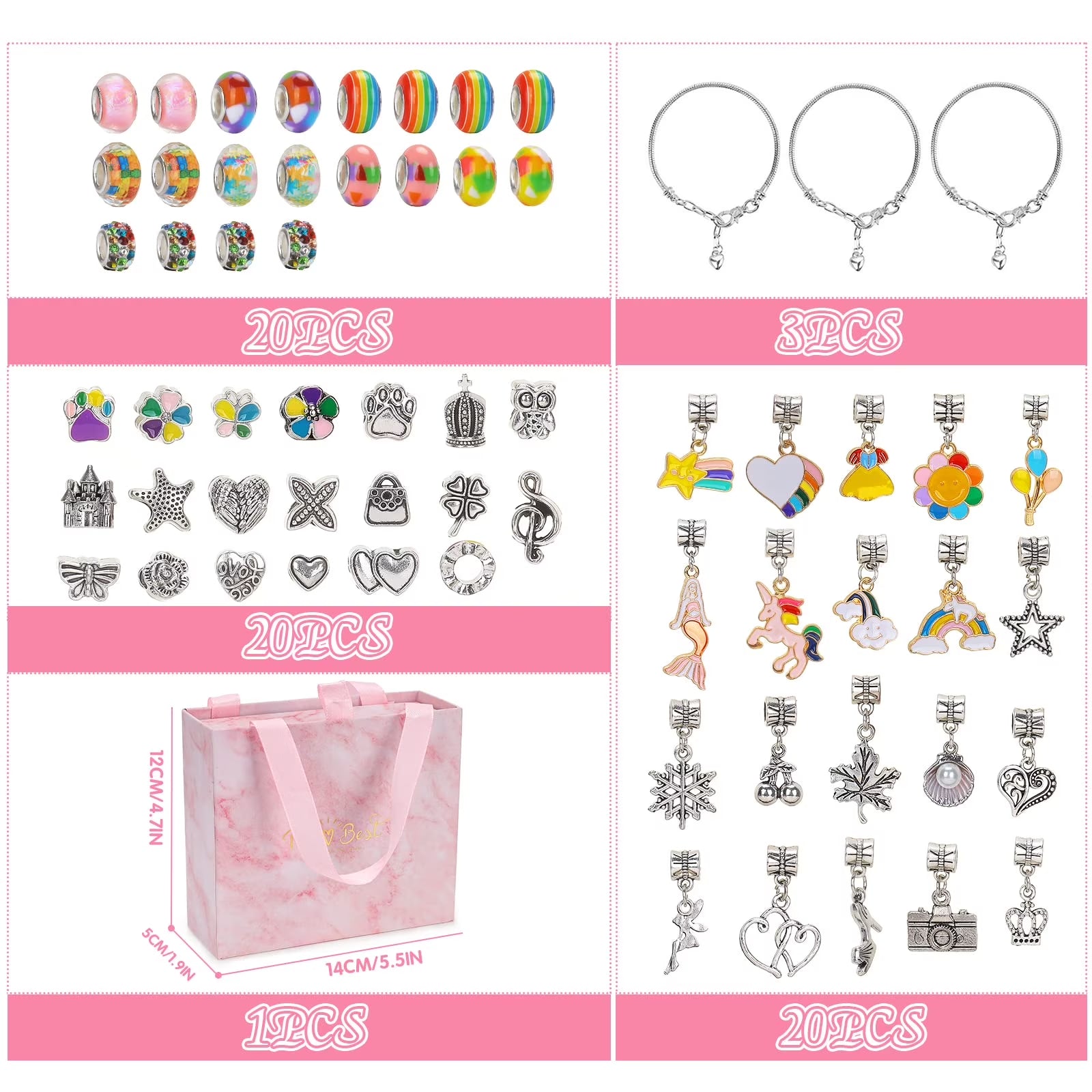 DIY Unicorn & Mermaid Charm Bracelet Making Kit – Kids Craft Set