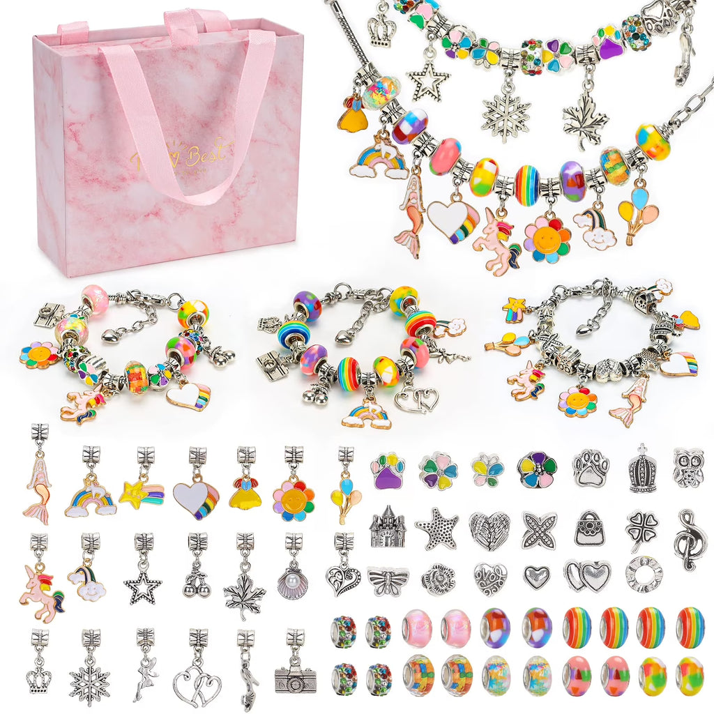 DIY Unicorn & Mermaid Charm Bracelet Making Kit – Kids Craft Set