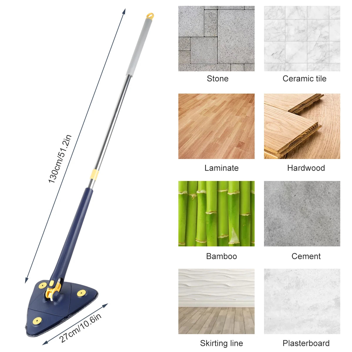 Spinfree 360° Telescopic Triangle Mop – Self-Wringing Floor & Ceiling Cleaner
