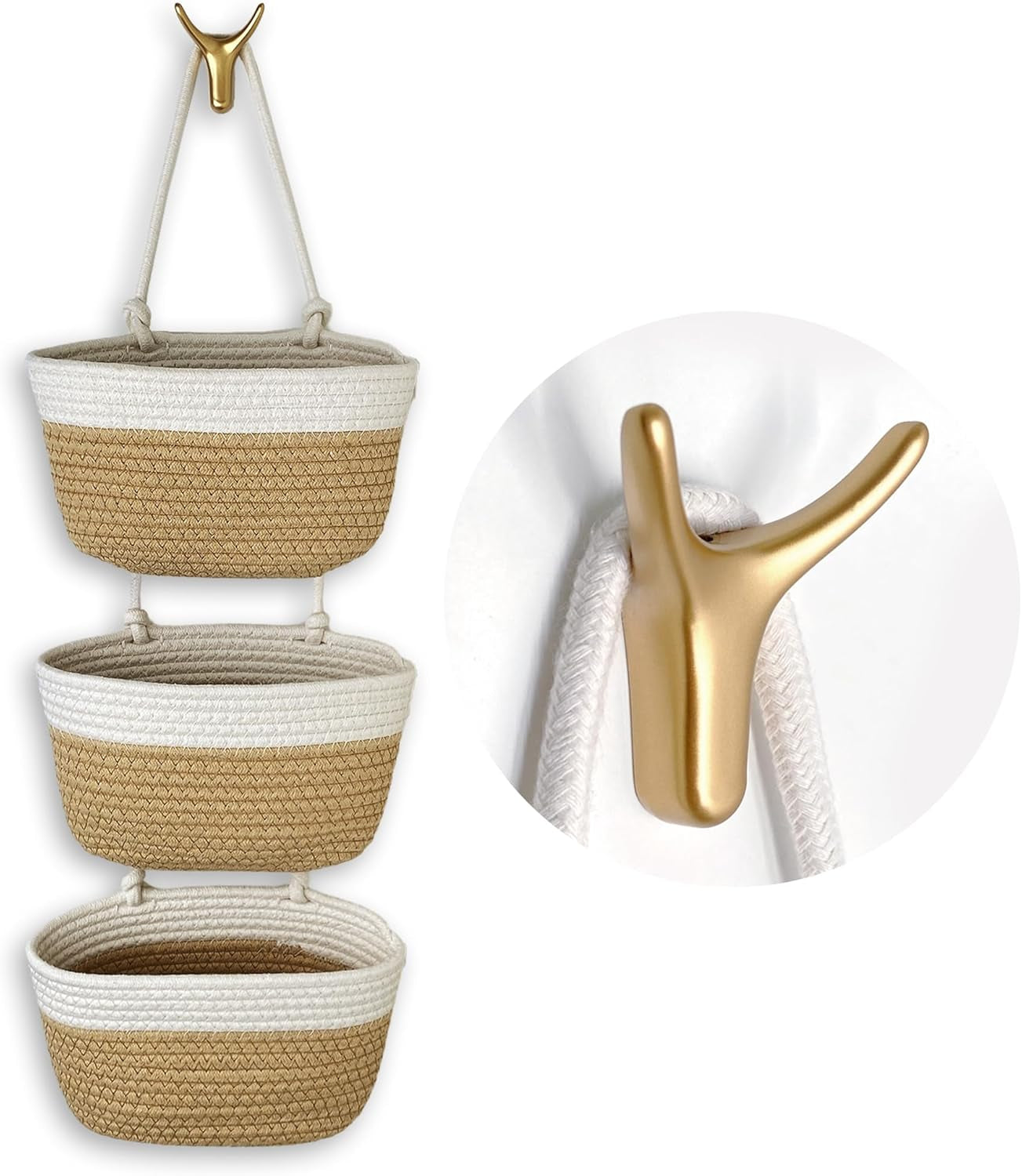 3-Tier Woven Wall Hanging Storage Organizer
