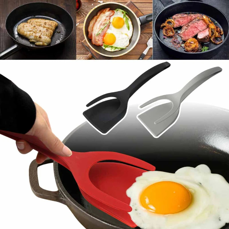 Adaptable 2-In-1 Silicone Spatula & Tongs – Flip, Fry & Serve Kitchen Gadget