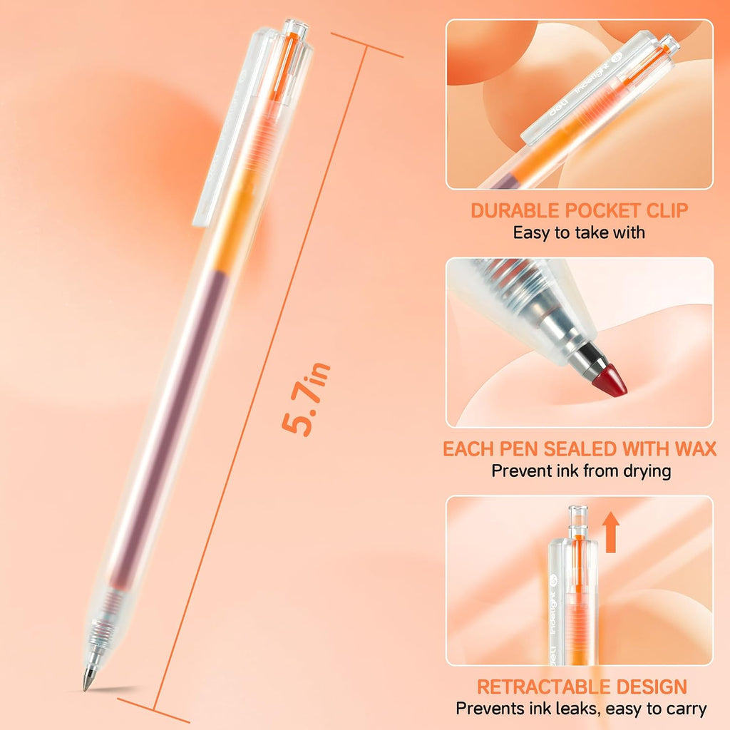 Colorful Retractable Gel Pens 12-Pack – Smooth Bold Point Writing Set