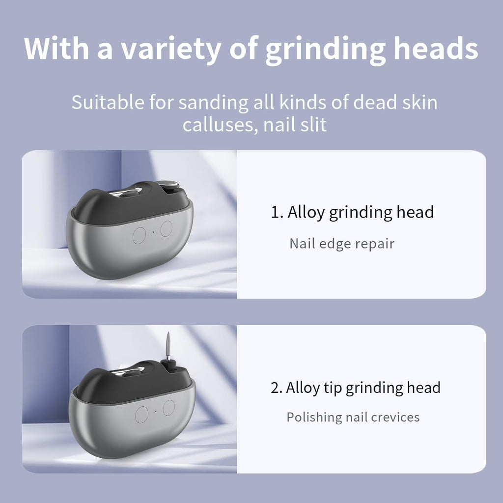 2-In-1 Electric Nail Clipper & Polisher (USB, LED Light)
