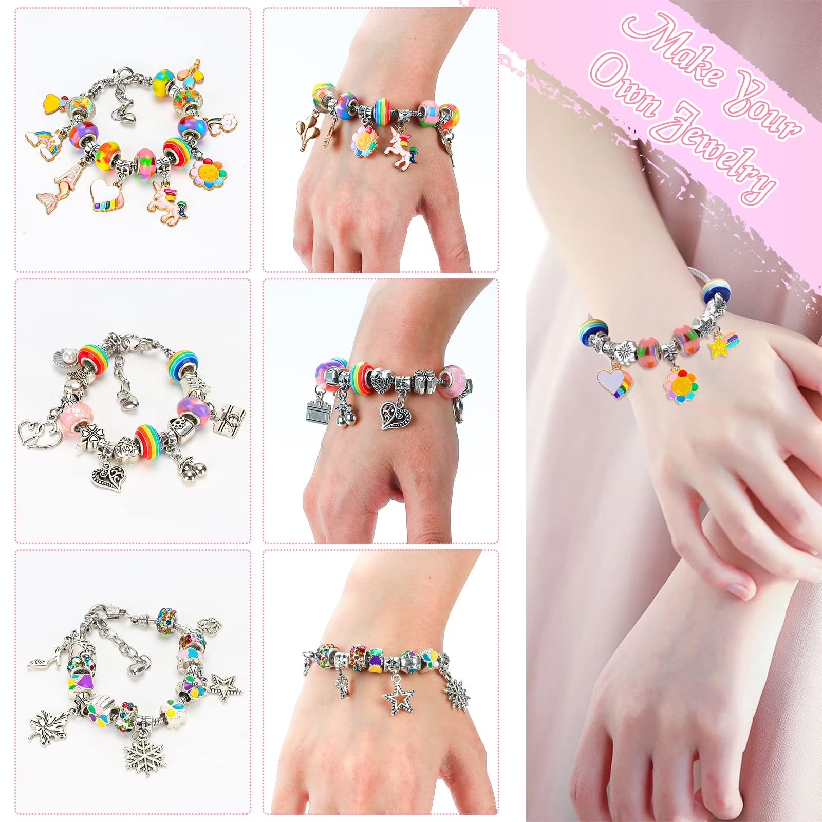 DIY Unicorn & Mermaid Charm Bracelet Making Kit – Kids Craft Set