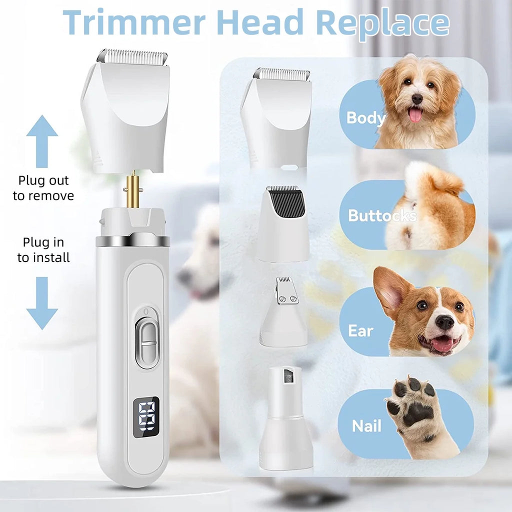 4-In-1 Low-Noise Rechargeable Pet Grooming Clippers Kit