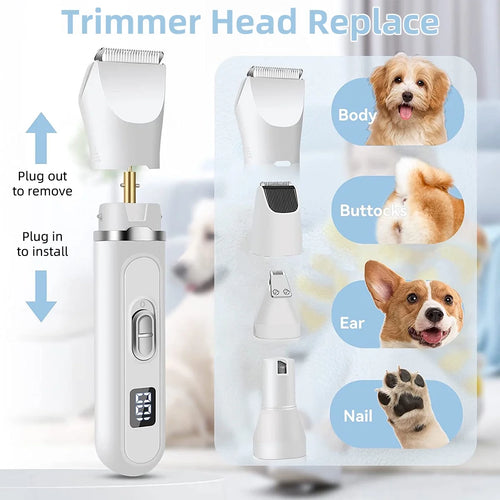 4-In-1 Low-Noise Rechargeable Pet Grooming Clippers Kit