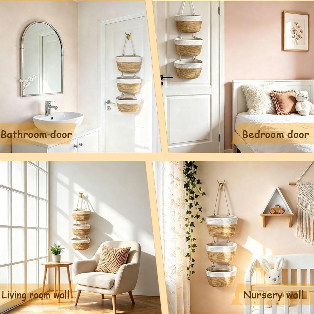3-Tier Woven Wall Hanging Storage Organizer