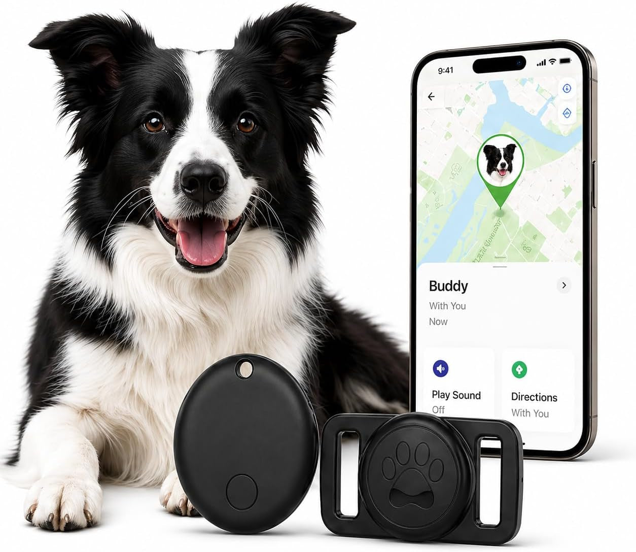 Smart Pet Tag – Apple Find My Compatible (Waterproof Collar Mount)