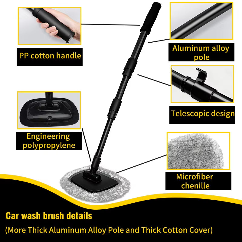 Spinmax Telescoping Car Wash Brush – Retractable Long Handle Cleaning Mop