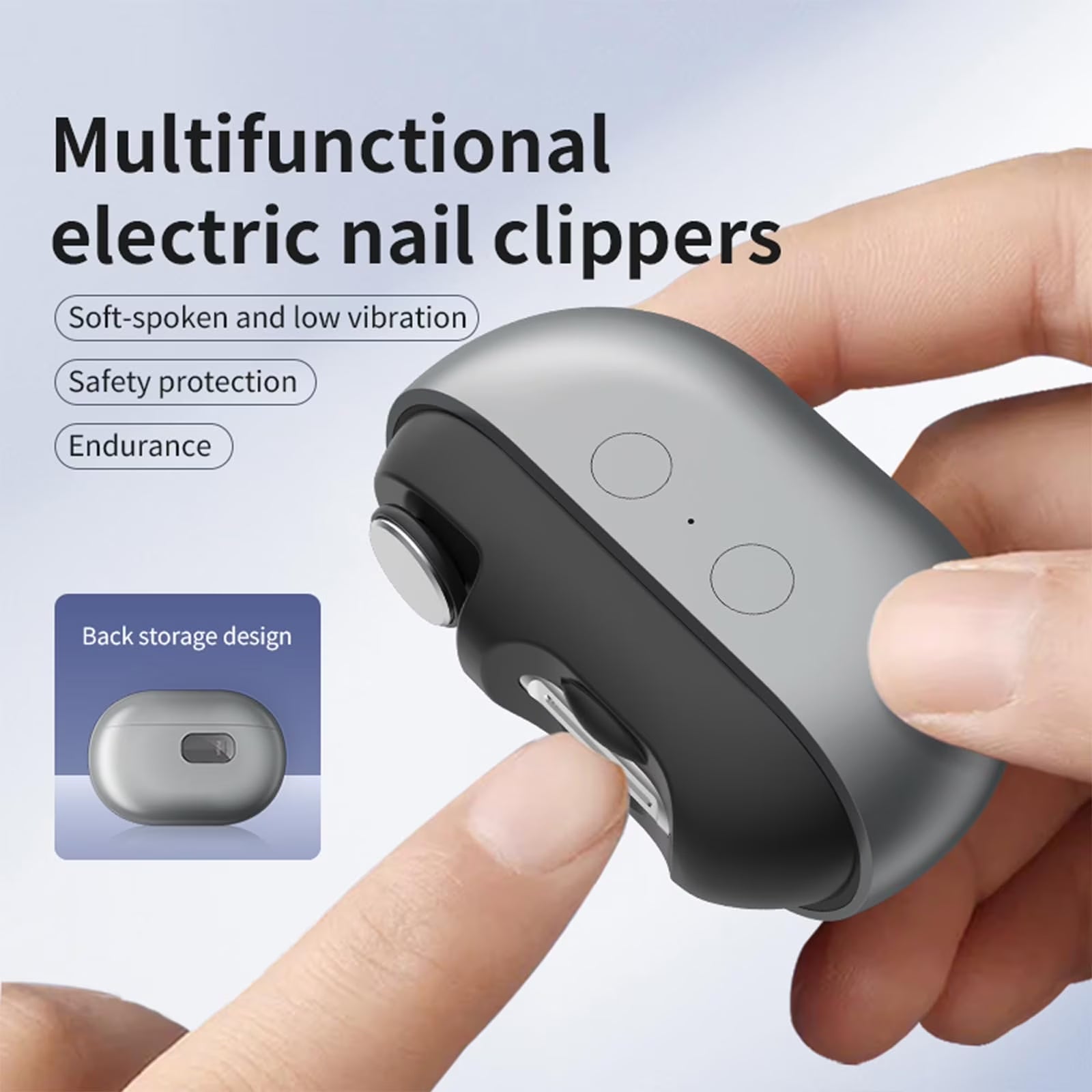 2-In-1 Electric Nail Clipper & Polisher (USB, LED Light)