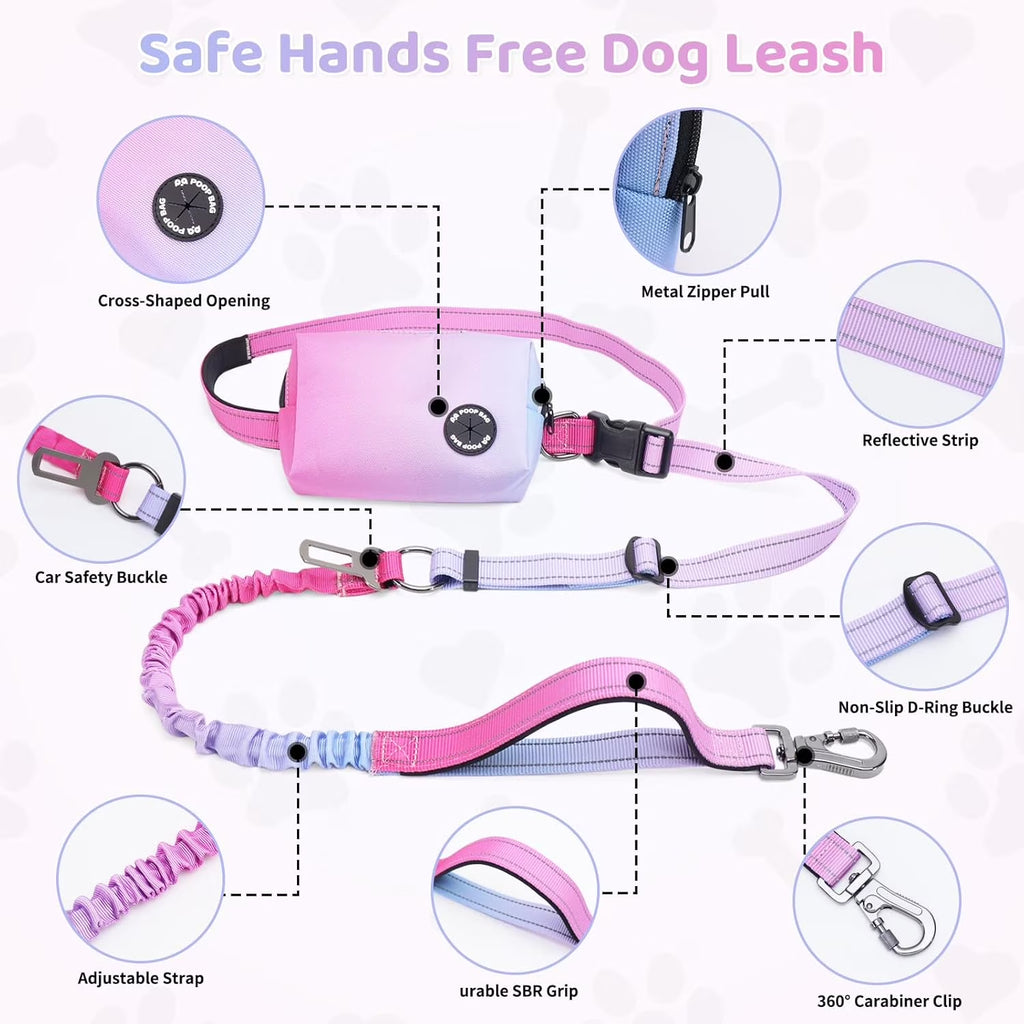 Hands-Free Shock-Absorbing Dog Leash with Waist Pouch