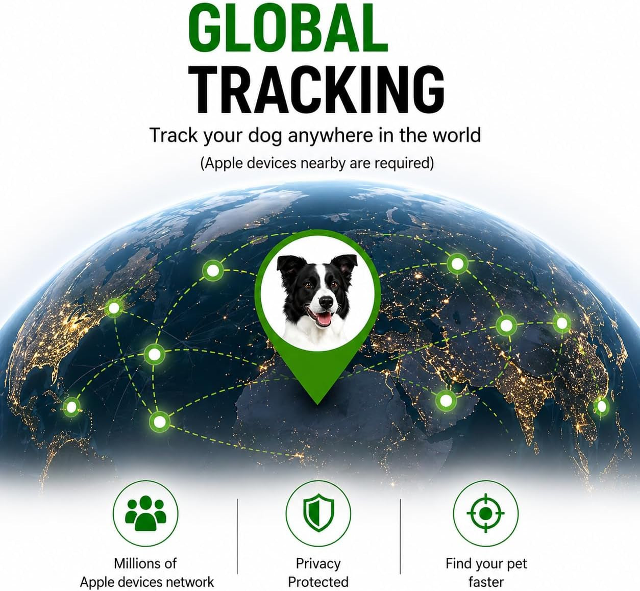 Smart Pet Tag – Apple Find My Compatible (Waterproof Collar Mount)