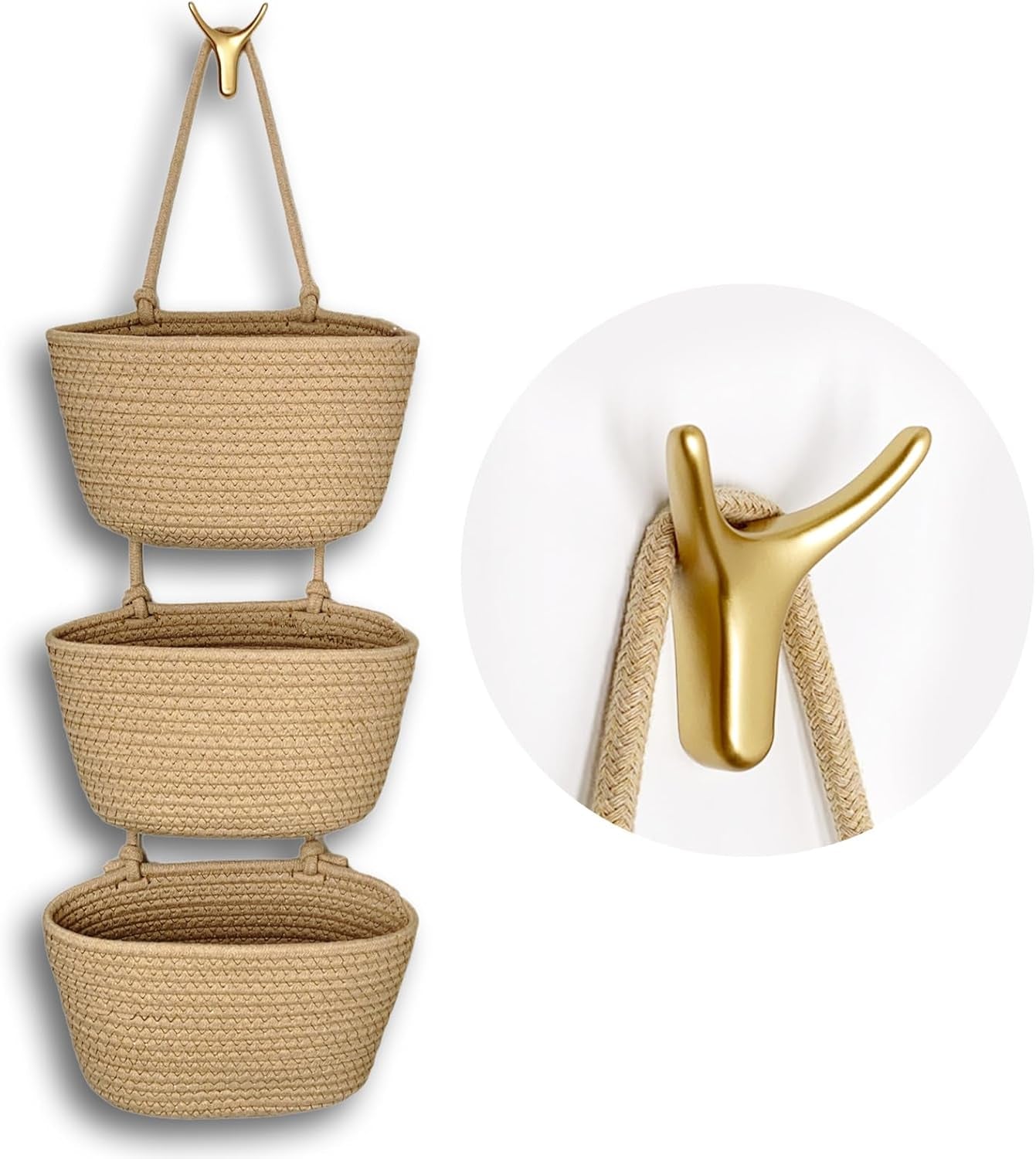 3-Tier Woven Wall Hanging Storage Organizer