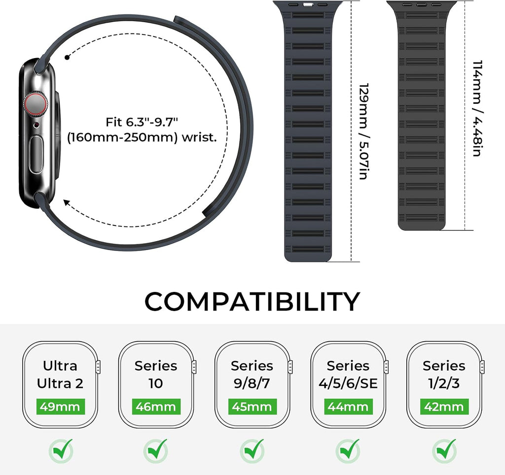 Magnetic Silicone Watch Band — Snap-On Universal Fit