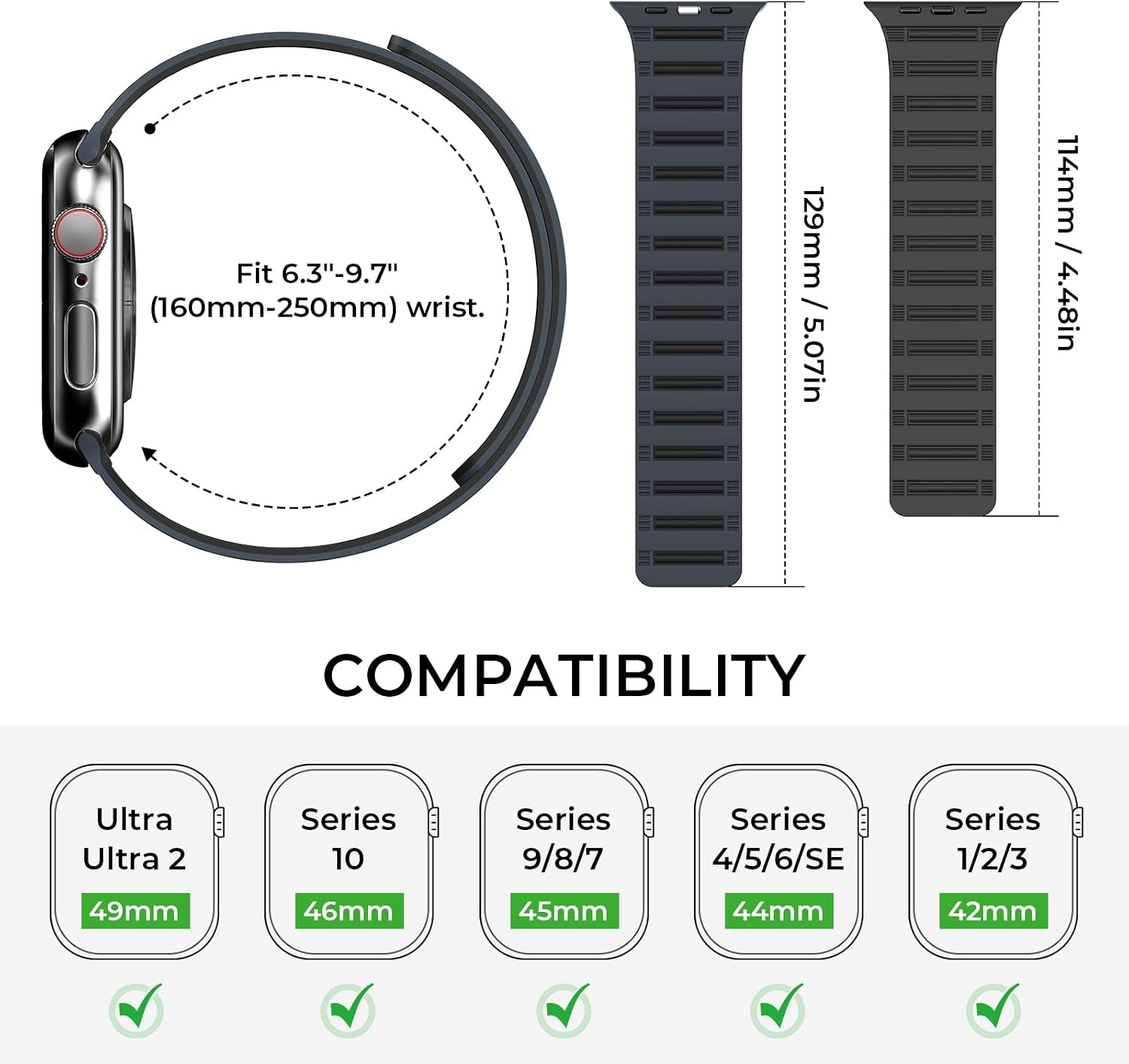 Magnetic Silicone Watch Band — Snap-On Universal Fit