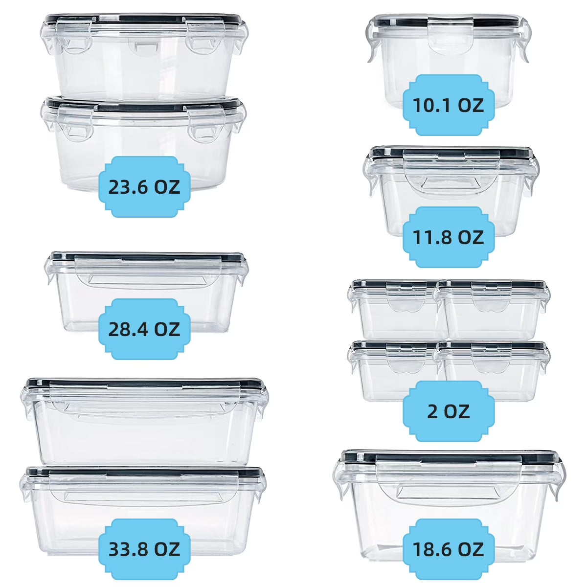 24-Piece Airtight Stackable Pantry Storage Containers