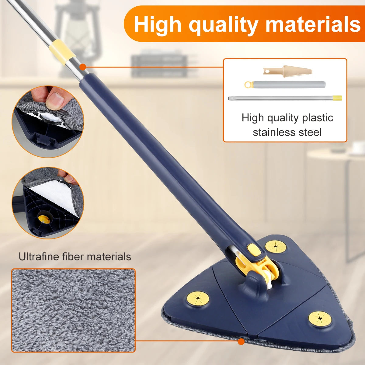 Spinfree 360° Telescopic Triangle Mop – Self-Wringing Floor & Ceiling Cleaner