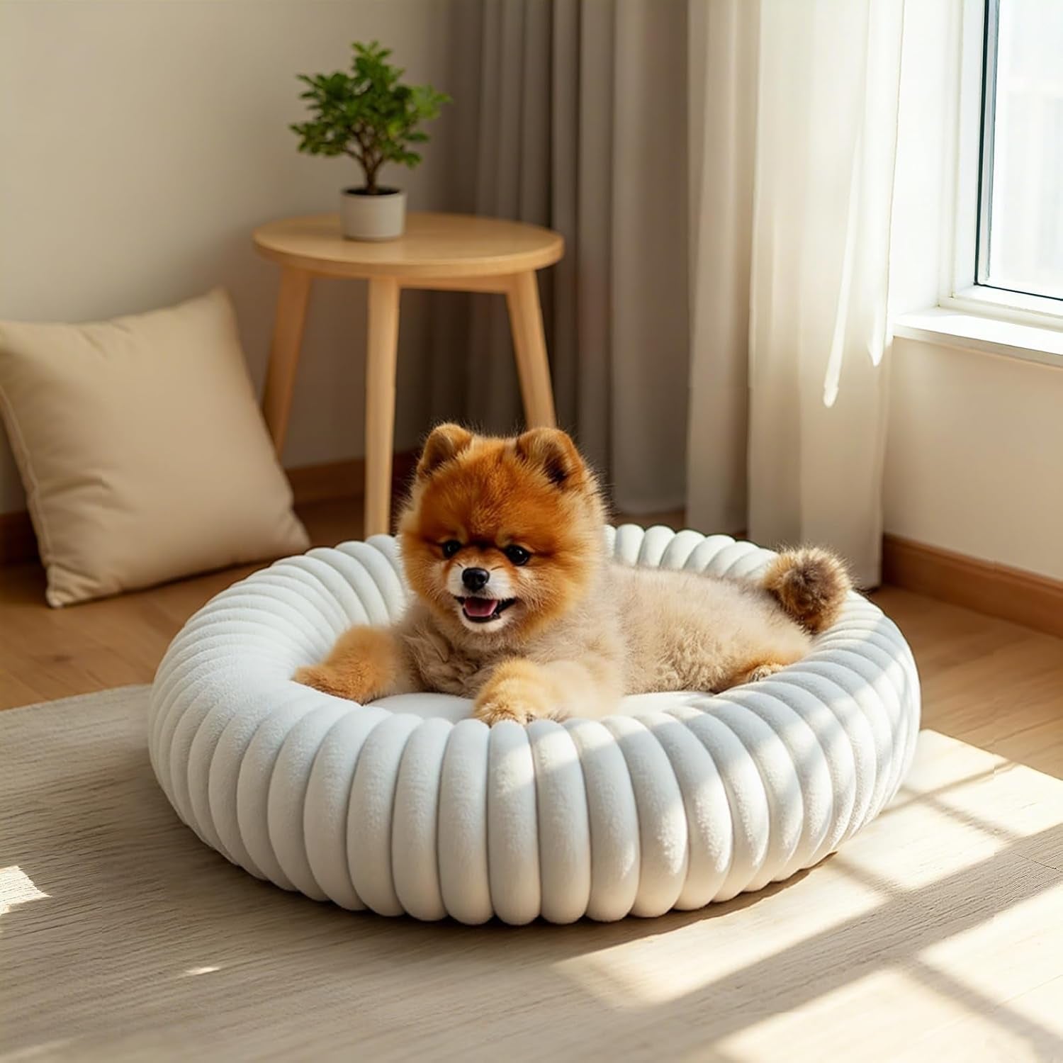 Calming Donut Pet Bed – Anti-Anxiety round Cuddler for Dogs & Cats