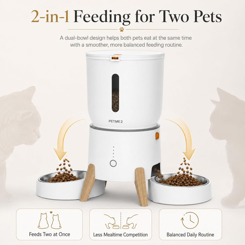 Automatic Cat Feeder 2-In-1 Dual Bowl – App Control, 5L Large Capacity