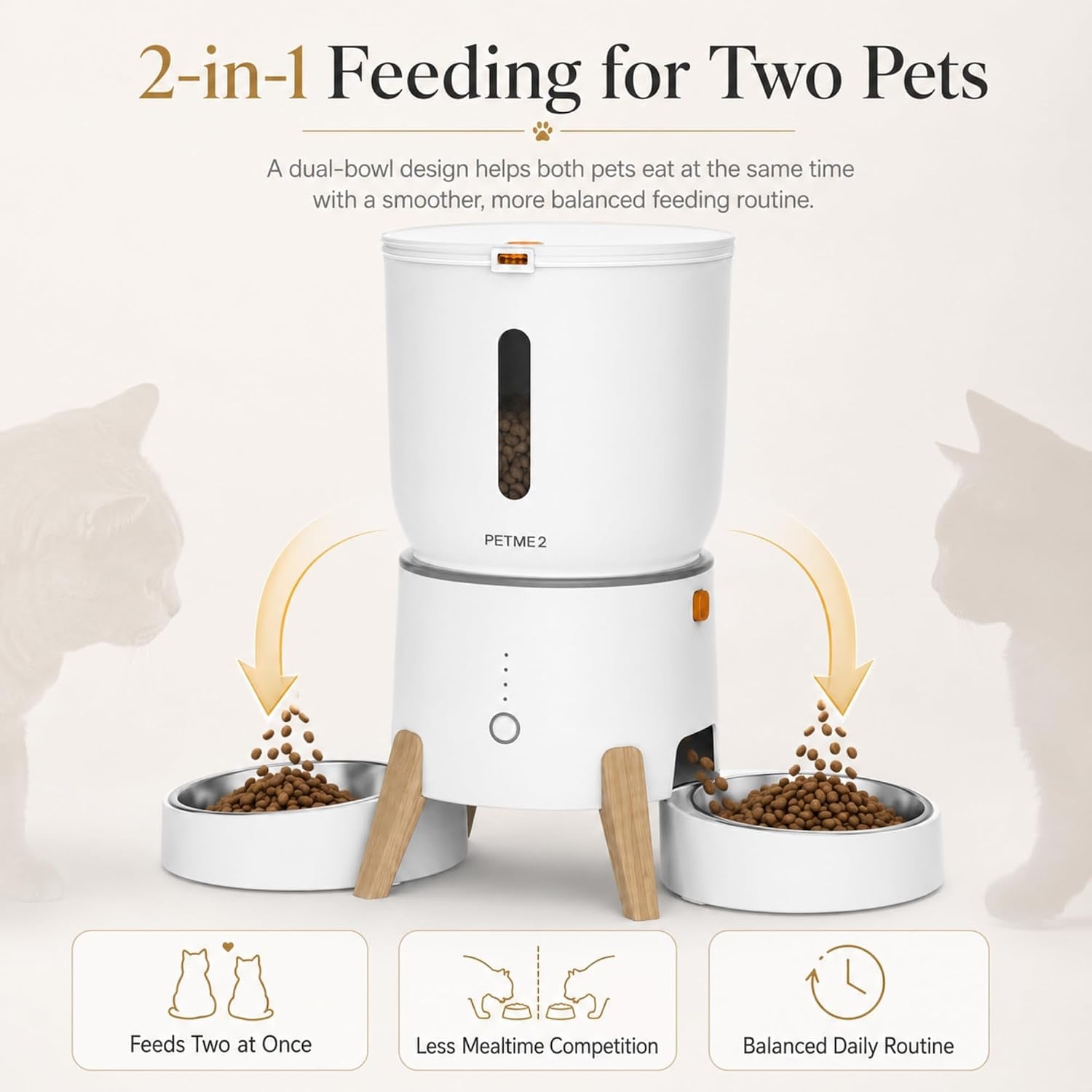 Automatic Cat Feeder 2-In-1 Dual Bowl – App Control, 5L Large Capacity
