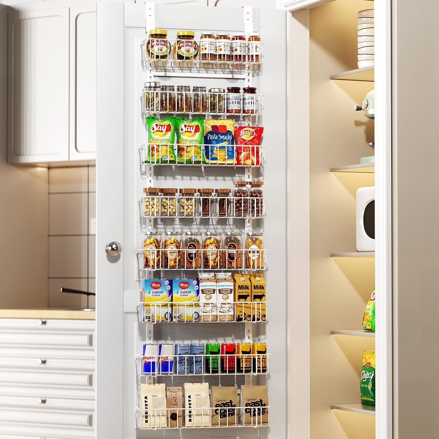 6-Tier Adjustable Over-The-Door Pantry Organizer