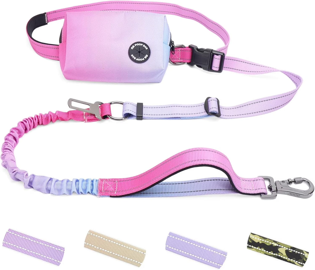 Hands-Free Shock-Absorbing Dog Leash with Waist Pouch