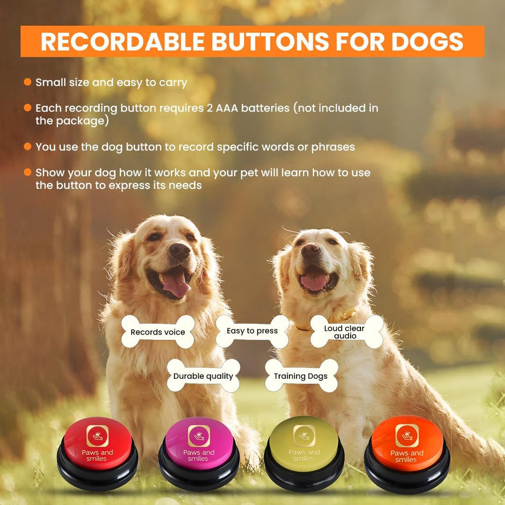 Talking Dog Buttons – Recordable Communication Buttons (8-Pack)