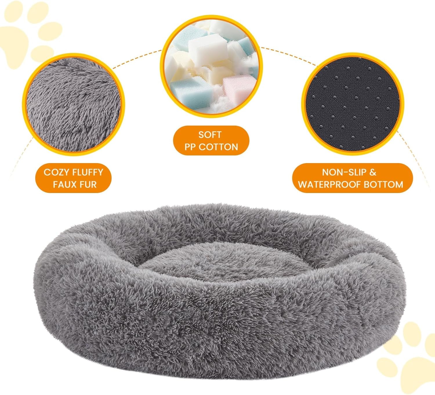 Calming Donut Pet Bed – Anti-Anxiety round Cuddler for Dogs & Cats