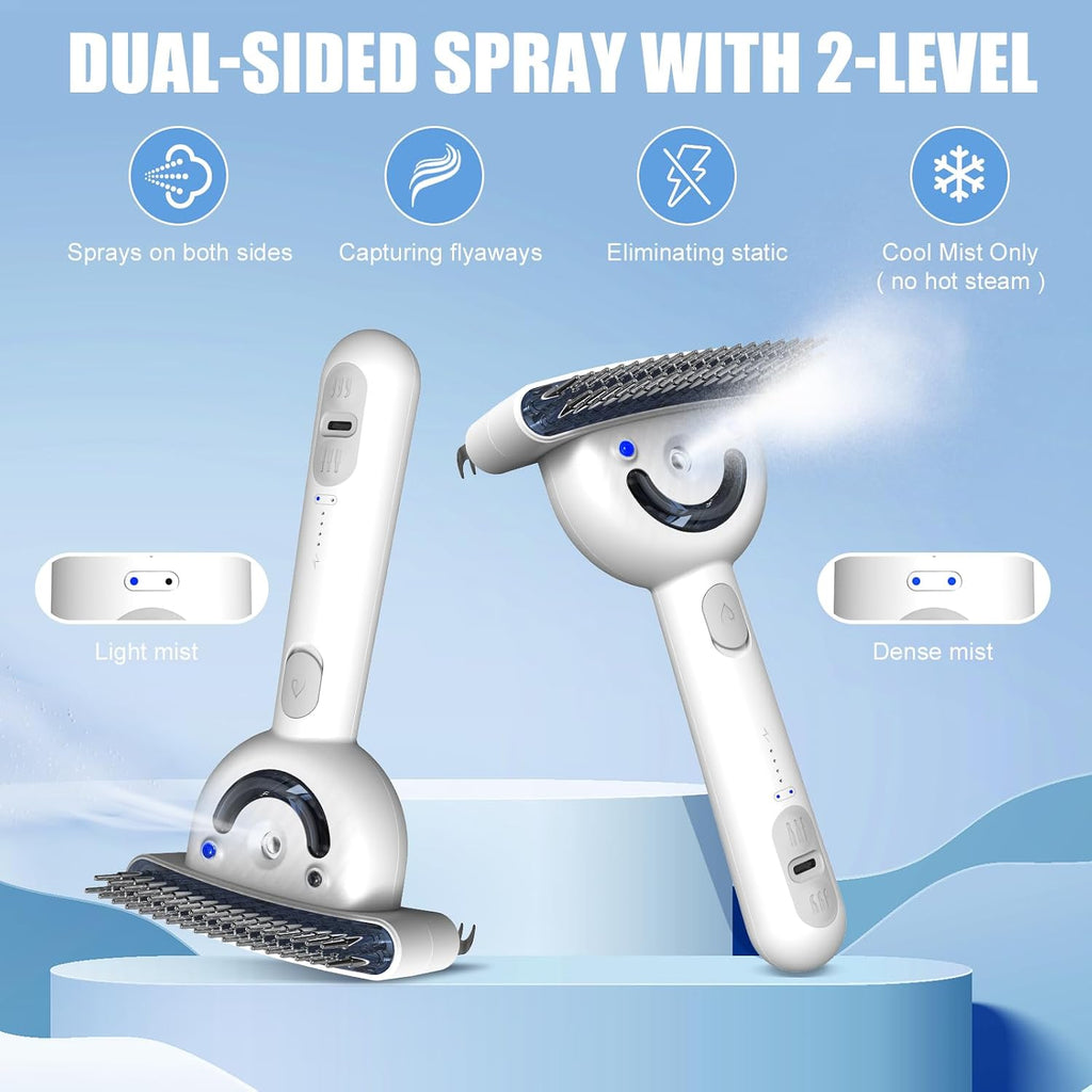 3-In-1 Pet Electric Steam Brush – Mist Deshedding & Grooming Comb