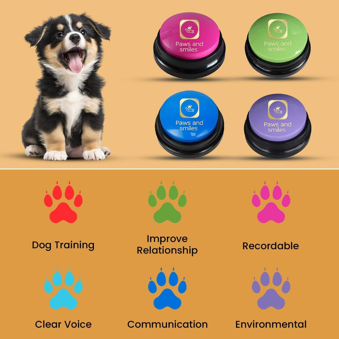 Talking Dog Buttons – Recordable Communication Buttons (8-Pack)