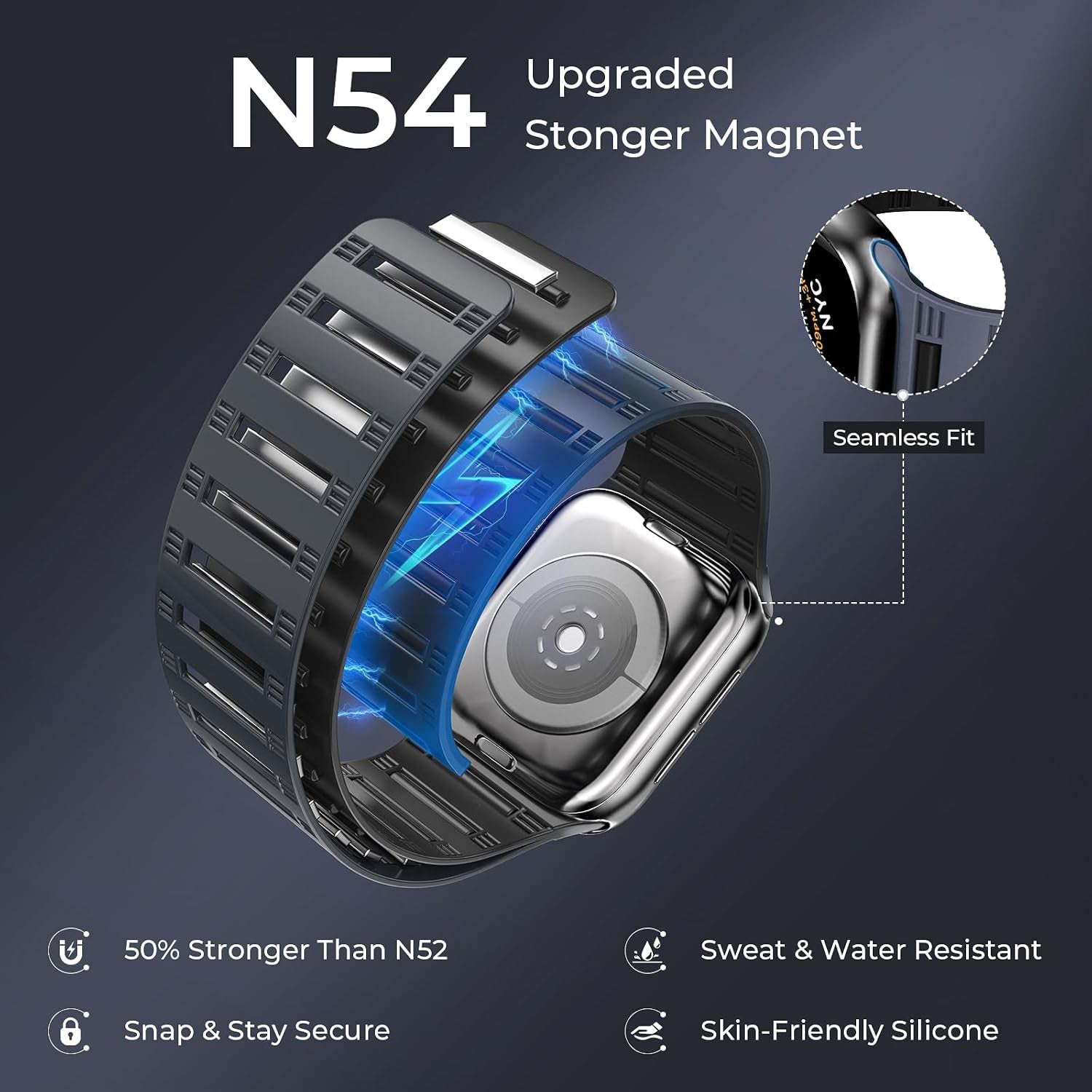 Magnetic Silicone Watch Band — Snap-On Universal Fit