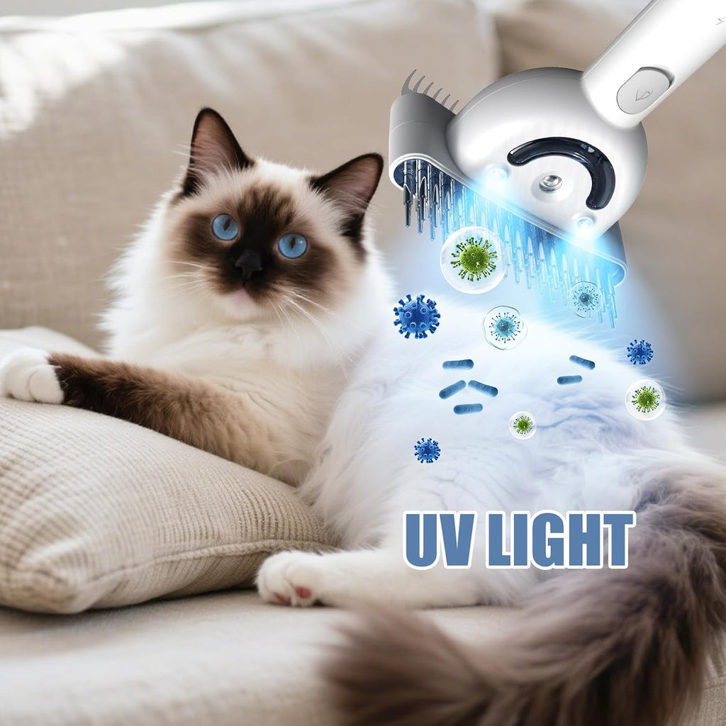 3-In-1 Pet Electric Steam Brush – Mist Deshedding & Grooming Comb